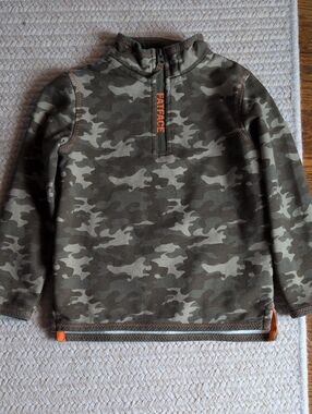 Fat Face Kids Camouflage Half-Zip Sweatshirt with Orange Trim